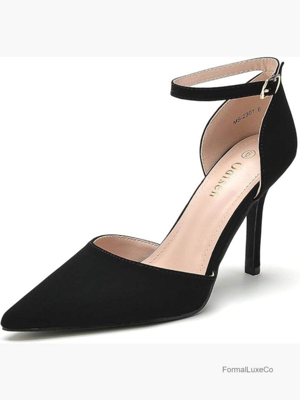 Leather Stiletto Heels with Ankle Strap, 3.75 Inch Pumps for Work & Parties